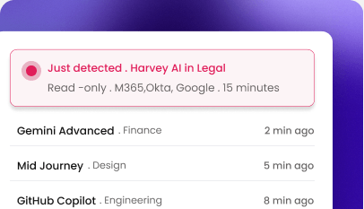 Automated discovery alert showing newly detected SaaS tools